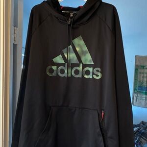 Adidas Black Hoodie with Camouflage Logo